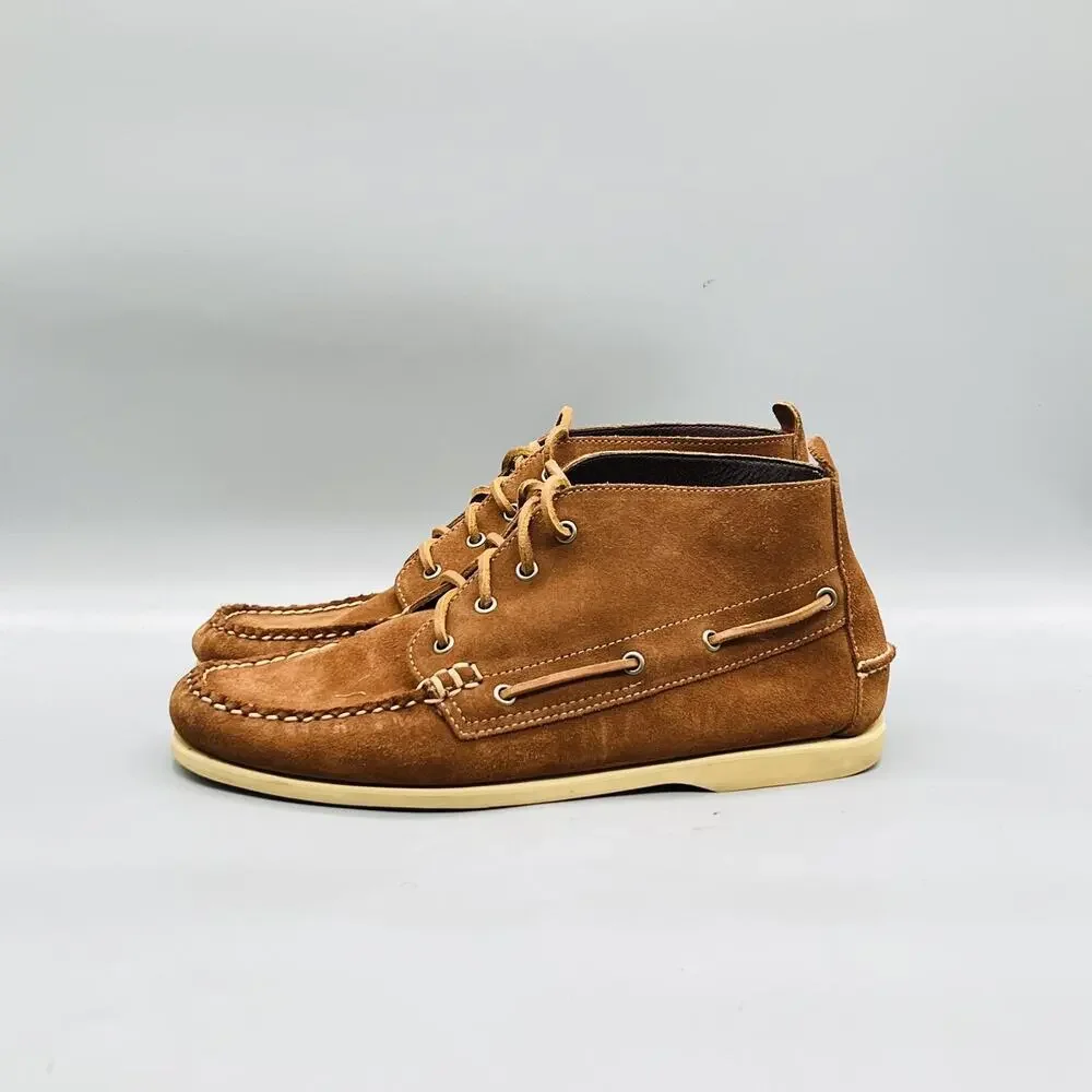 J Crew Shoes Mens 11 Brown Leather Boat Chukka Moc Toe Casual Comfort Walking